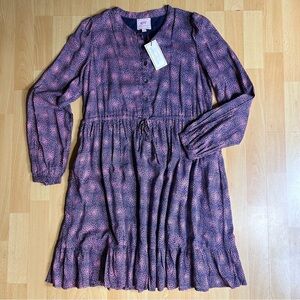 Banjanan NWT Sidra Dress in Petal Power Blueprint Med